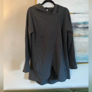 North Face dark gray asymmetrical zip hoodie